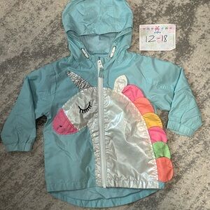 Next Kids Aqua Unicorn Rainbow windbreaker 12-18 baby girls